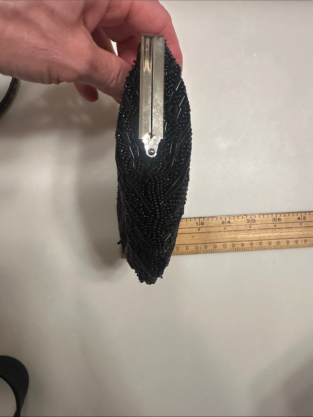 Apt. 9 Black Beaded Kiss-Lock Evening Clutch with Silver Chain - Picture 8 of 8